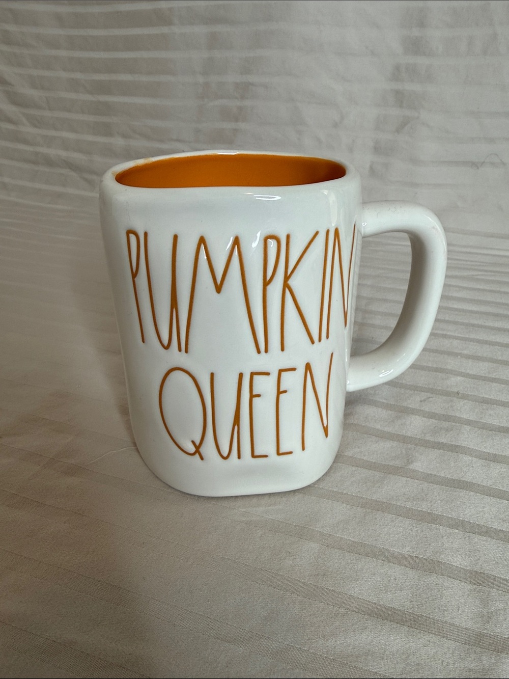 Rae Dunn White Mug with Orange Interior - Pumpkin Queen